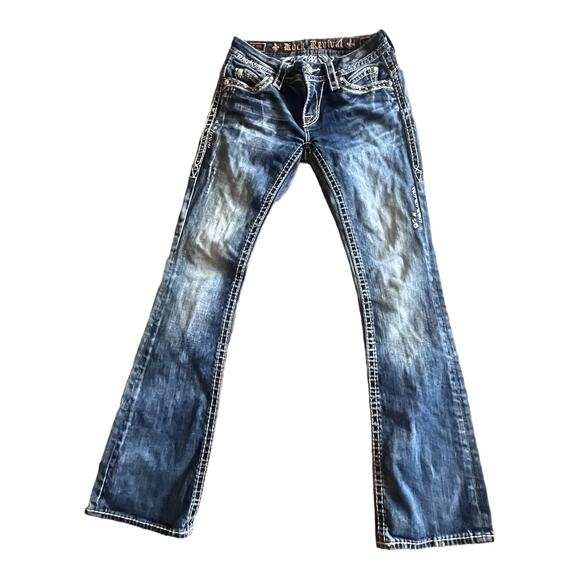 Rock Revival Blue JEAN 25 Gloria Mid Rise Straight Stretch Womens Demin Jeans - Picture 3 of 9